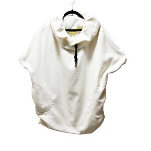Shimmering Waltz Hoodie Shirt White Fleece Cap Sleeve Pullover Sz XS